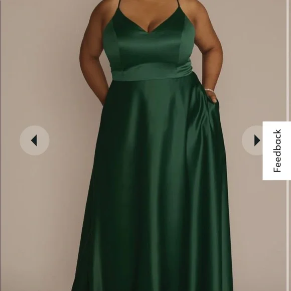 Size 10 satin v neck spaghetti strap bridesmaid dress David’s Bridal. - Picture 3 of 3